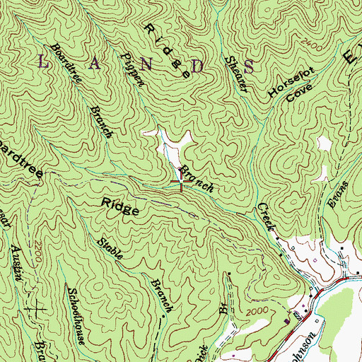 Topographic Map of Boardtree Branch, NC