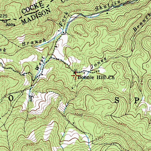 Topographic Map of Bonnie Hill Church, NC