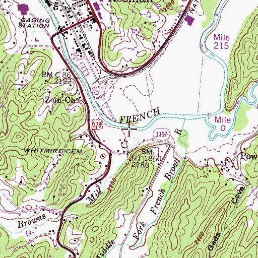 Topographic Map of Browns Mill Creek, NC