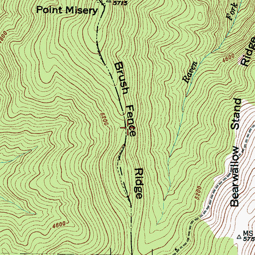 Topographic Map of Brush Fence Ridge, NC