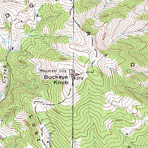 Topographic Map of Buckeye Knob, NC