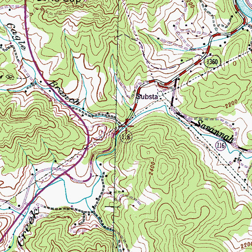 Topographic Map of Cagle Branch, NC