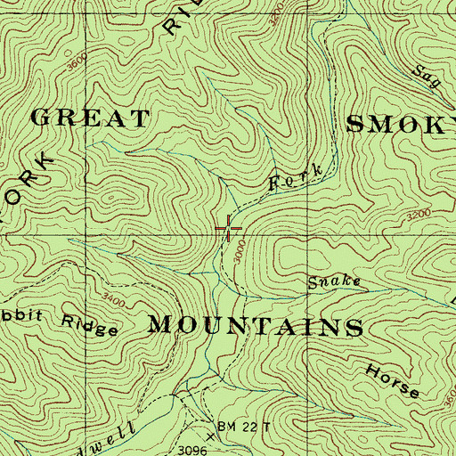 Topographic Map of Caldwell Fork Trail, NC