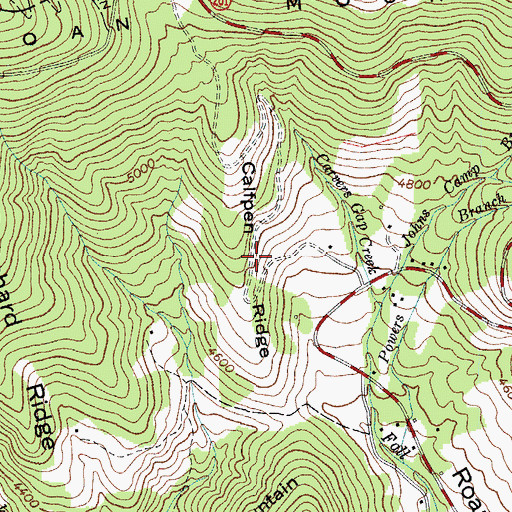 Topographic Map of Calfpen Ridge, NC