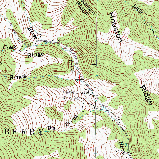 Topographic Map of Camp Branch, NC