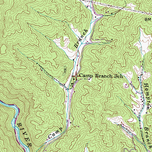 Topographic Map of Camp Branch School, NC
