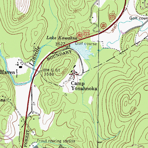 Topographic Map of Camp Yonahnoka, NC