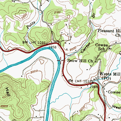 Topographic Map of Carter Branch, NC