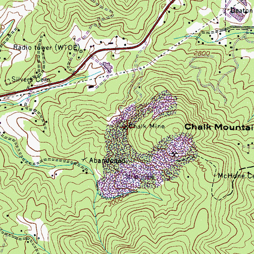 Topographic Map of Chalk Mine, NC