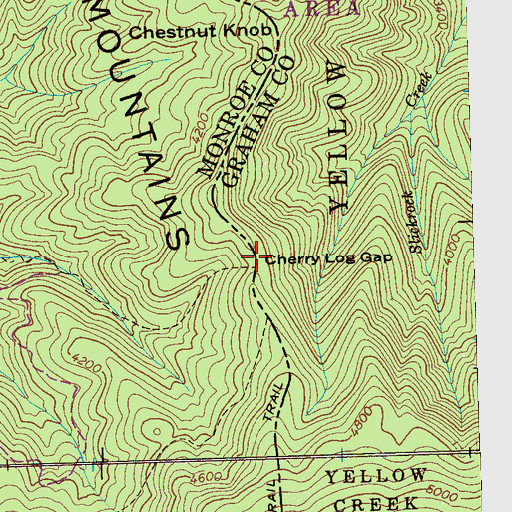 Topographic Map of Cherry Log Gap, NC