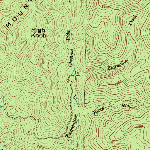 Topographic Map of Chestnut Ridge Creek, NC