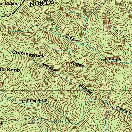 Topographic Map of Chimneyrock Ridge, NC