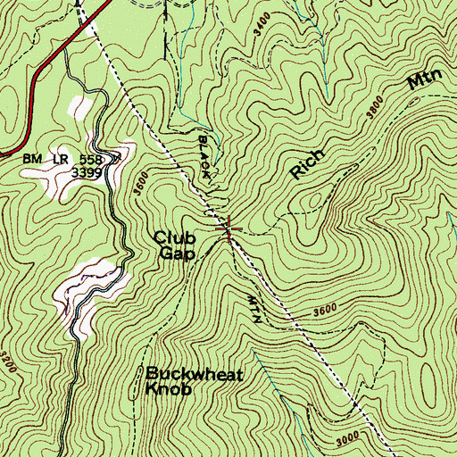 Topographic Map of Club Gap, NC