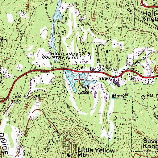 Topographic Map of Club Lake, NC