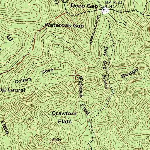 Topographic Map of Collary Cove, NC