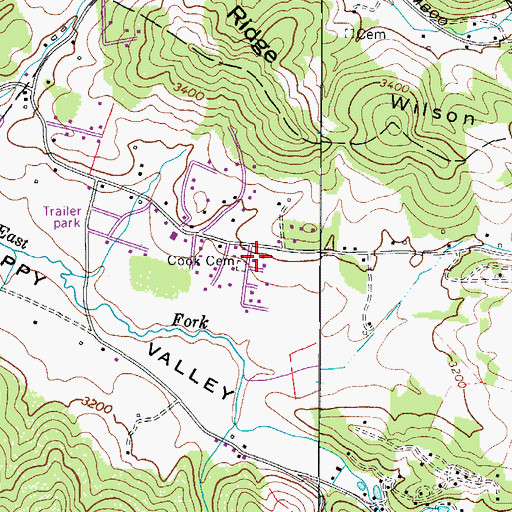 Topographic Map of Cook Cemetery, NC