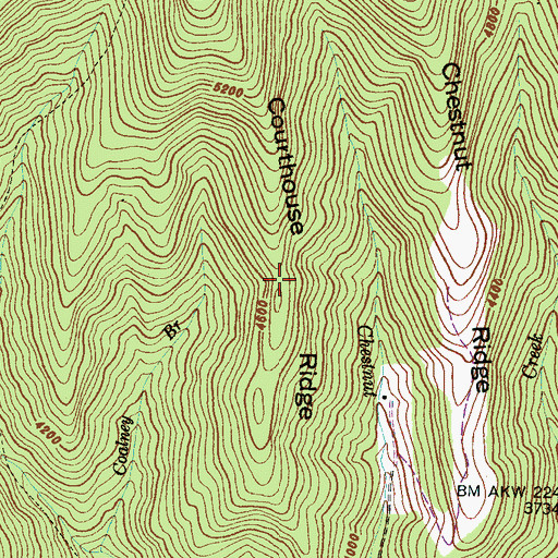 Topographic Map of Courthouse Ridge, NC