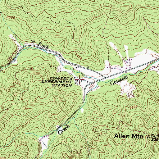 Topographic Map of Coweeta Experiment Station, NC