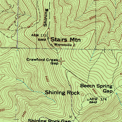 Topographic Map of Crawford Creek Gap, NC