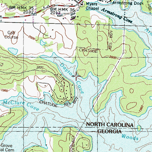 Topographic Map of Dayton Cove, NC