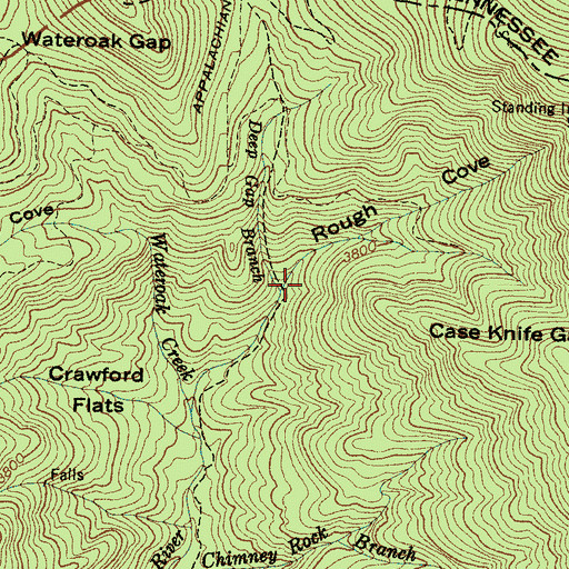 Topographic Map of Deep Gap Branch, NC