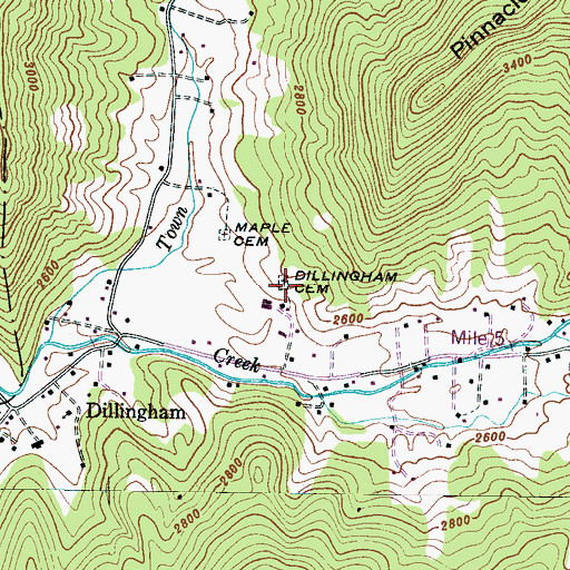 Topographic Map of Dillingham Cemetery, NC