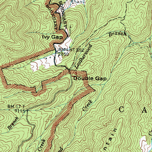 Topographic Map of Double Gap, NC