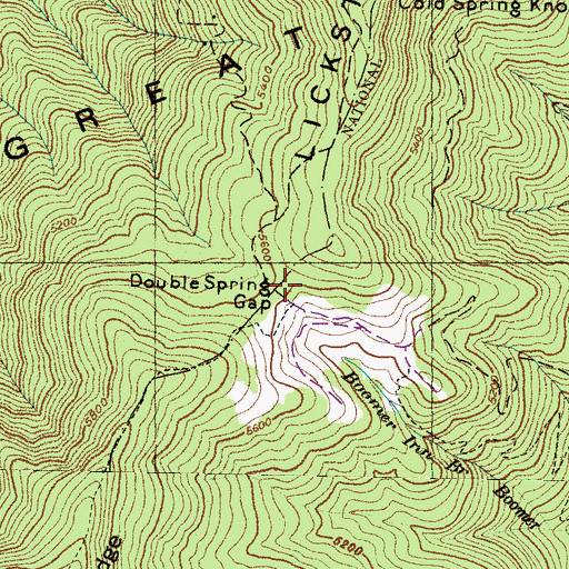 Topographic Map of Double Spring Gap, NC
