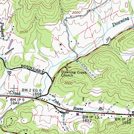 Topographic Map of Downing Creek Church, NC