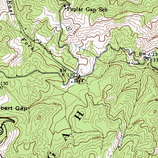 Topographic Map of East Fork Little Creek, NC