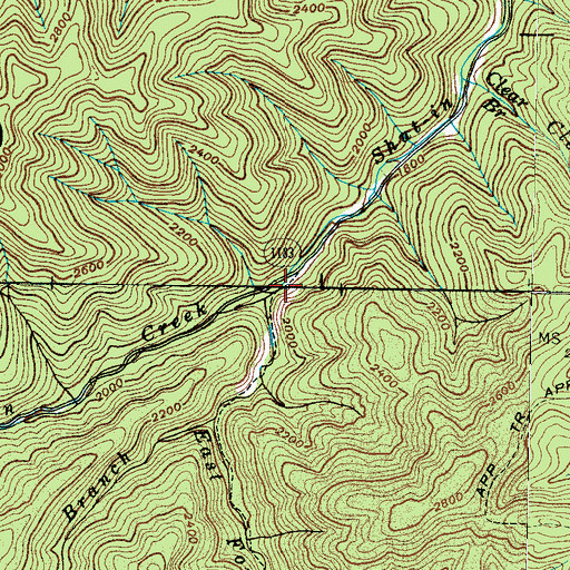 Topographic Map of East Fork Shut-In Creek, NC