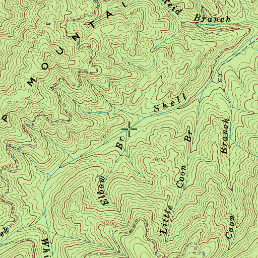 Topographic Map of Elbow Branch, NC