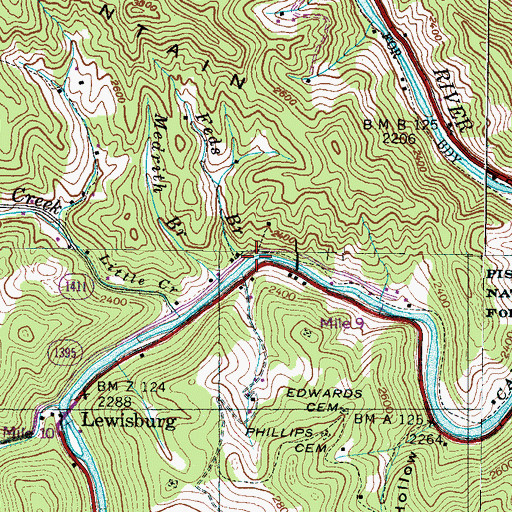 Topographic Map of Feds Branch, NC