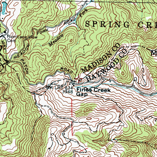 Topographic Map of Fines Creek Gap, NC