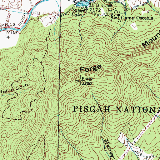Topographic Map of Forge Mountain, NC