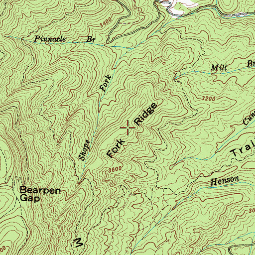 Topographic Map of Fork Ridge, NC