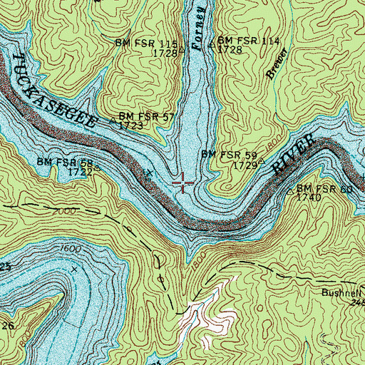 Topographic Map of Forney Creek, NC