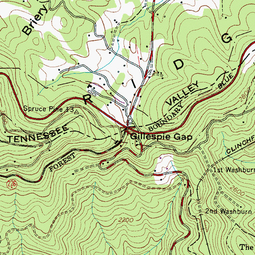 Topographic Map of Gillespie Gap, NC