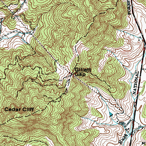 Topographic Map of Gillett Gap, NC