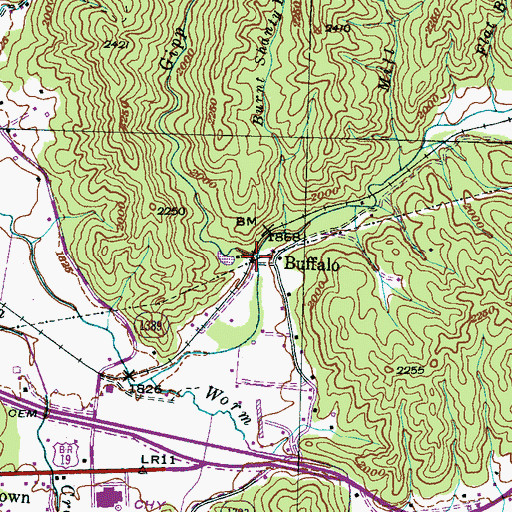 Topographic Map of Gipp Creek, NC