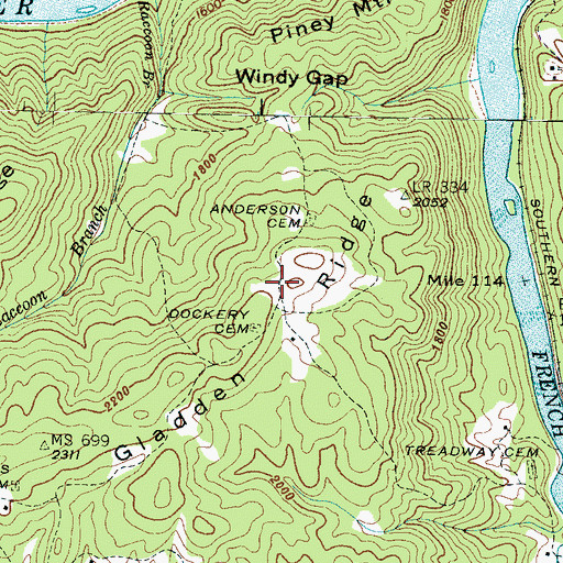 Topographic Map of Gladden Ridge, NC