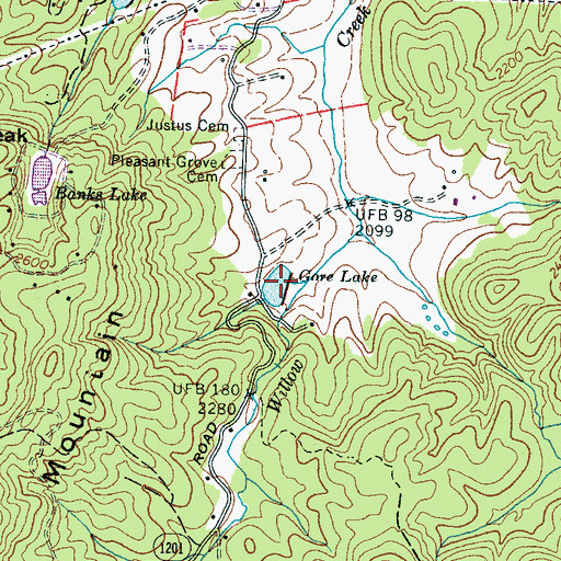 Topographic Map of Gore Lake, NC