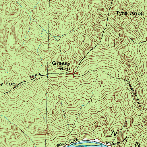 Topographic Map of Grassy Gap, NC