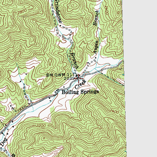 Topographic Map of Grindstone Branch, NC