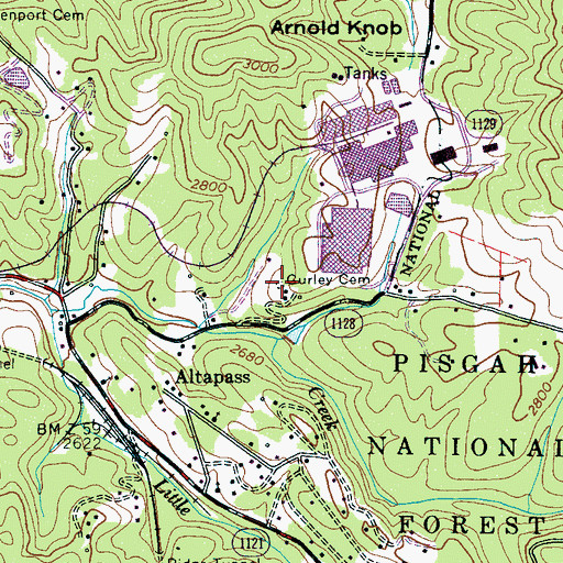 Topographic Map of Gurley Cemetery, NC
