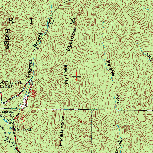 Topographic Map of Haines Eyebrow, NC