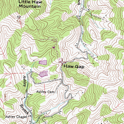 Topographic Map of Haw Gap, NC