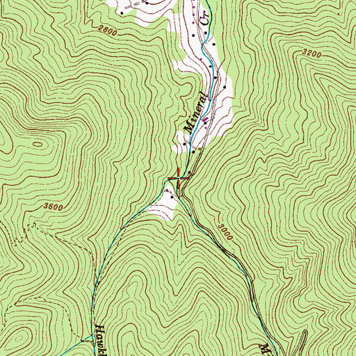 Topographic Map of Hawkbill Creek, NC