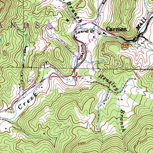 Topographic Map of Hensley Branch, NC