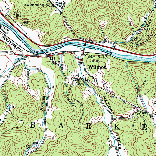 Topographic Map of Hensley Cemetery, NC